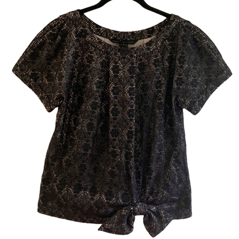 MARC by Marc Jacobs metallic lace top with bow